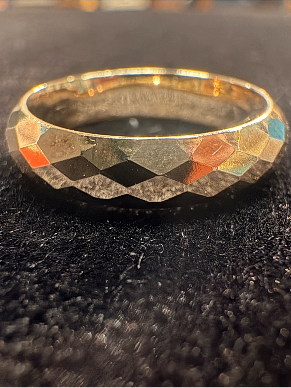Faceted Vintage OT Turkey Gold Over Sterling Silver Faceted Eternity Band Ring